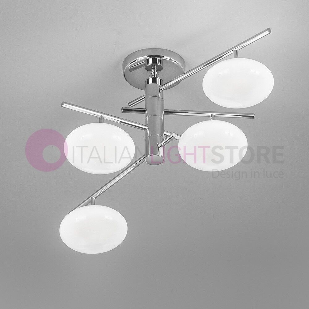 Metal Lux Light snc Dolce Plafoniera Moderna Cromo O Oro 4 Luci A Sfera In Vetro Soffiato