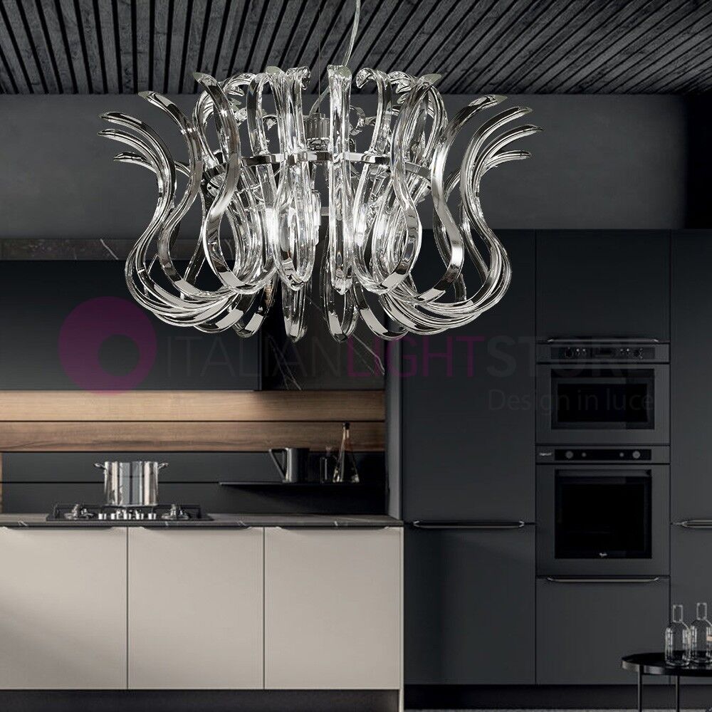 Metal Lux Light snc Wave Sospensione Cromata D.50 Vetri Cristallo Design Modello