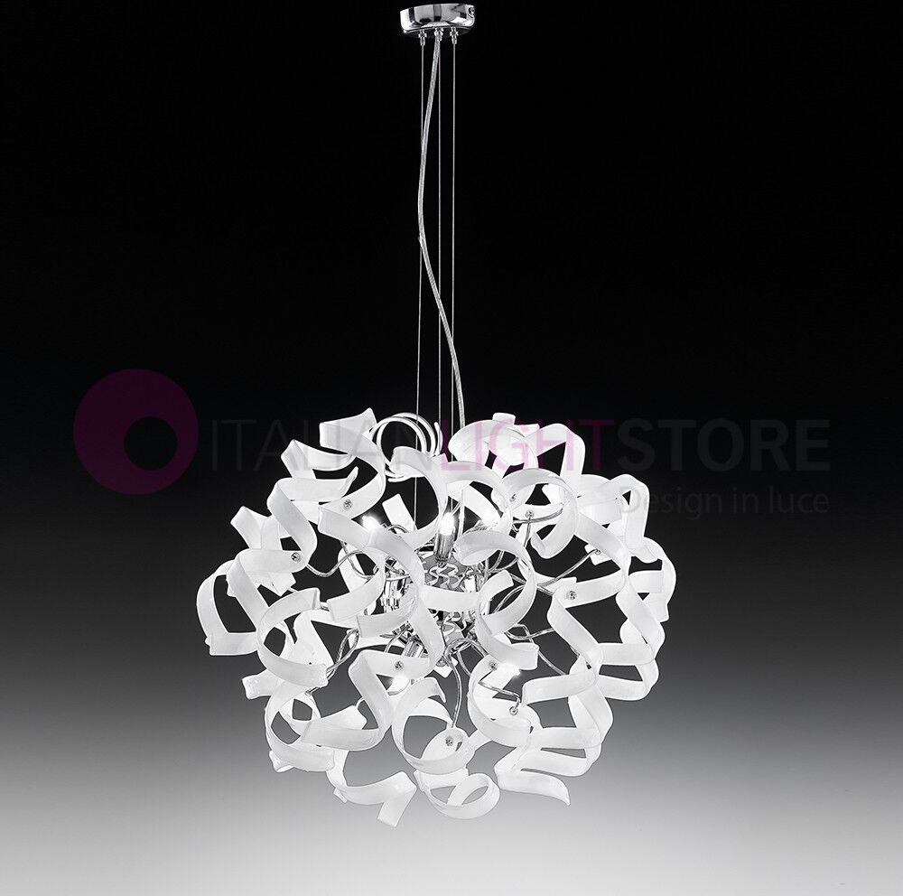 Metal Lux Light snc Astro Sospensione Moderna D50 6 Luci Con Riccioli In Vetro