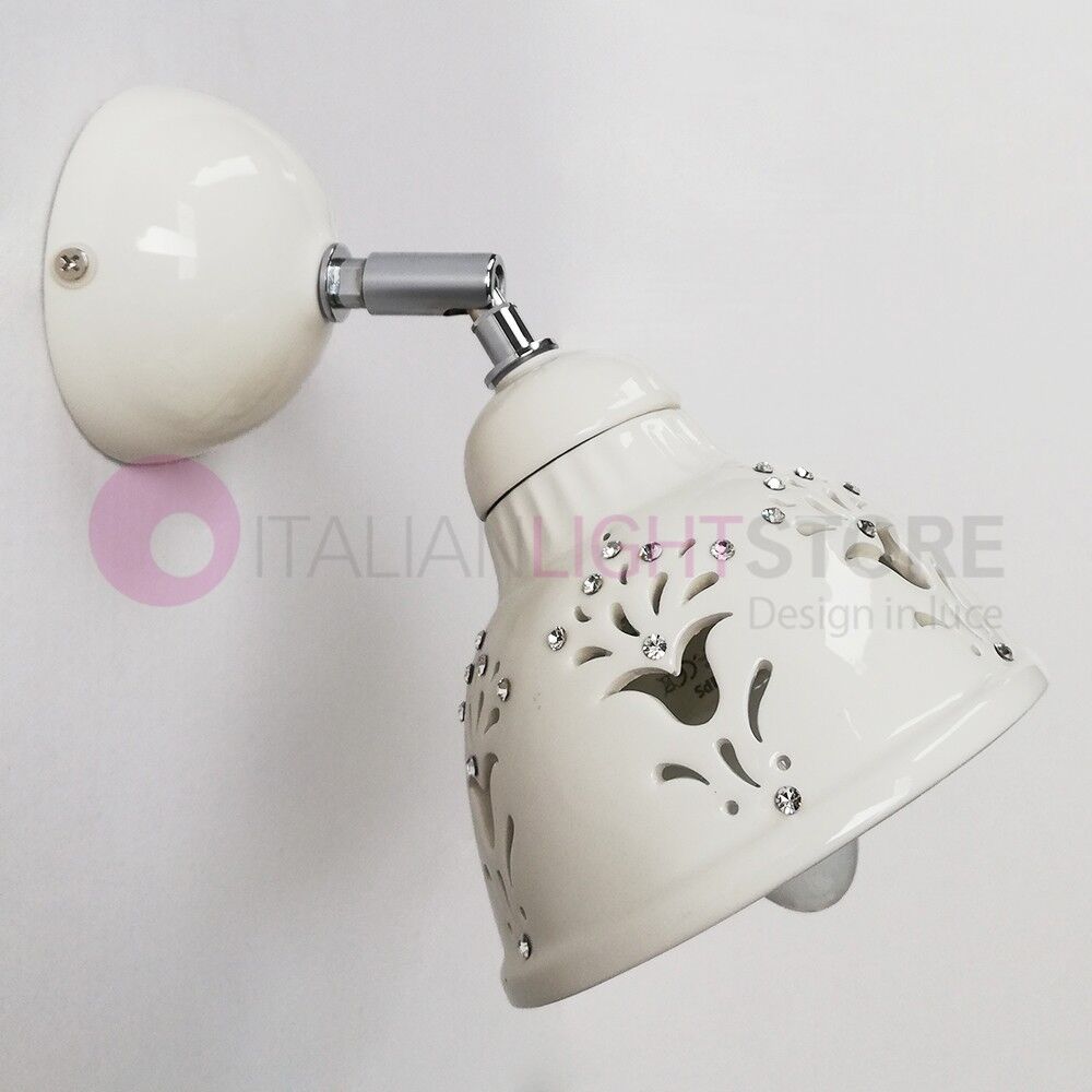 Ceramiche Borso Lunadoro Lampada Spot Orientabile In Ceramica Con Cristalli