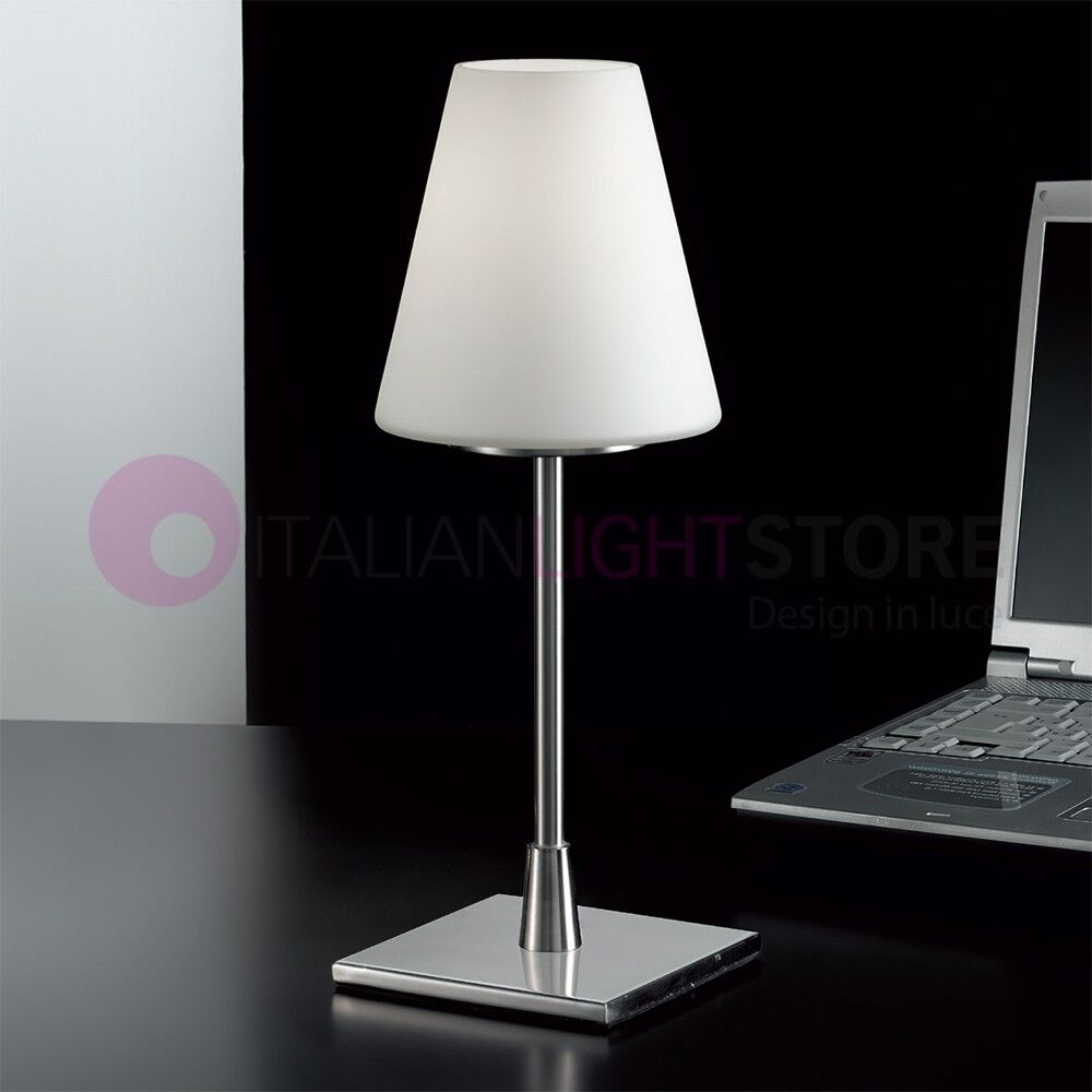 Fabas Luce Lucy Big Lampada Da Comodino Moderna H. 36 In Vetro Soffiato Bianco