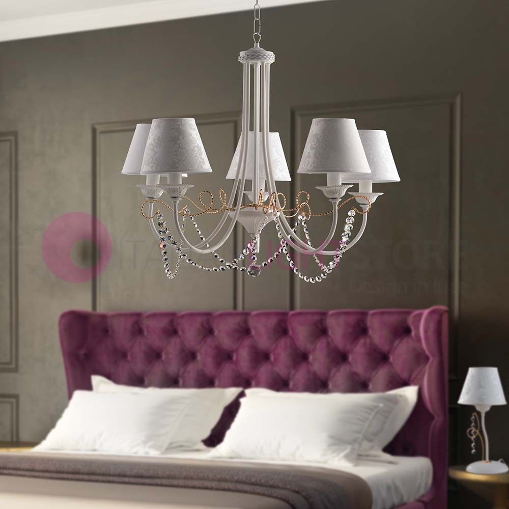 Iris Luce Victory Lampadario A 5 Luci Bianco Contemporaneo Shabby Chic