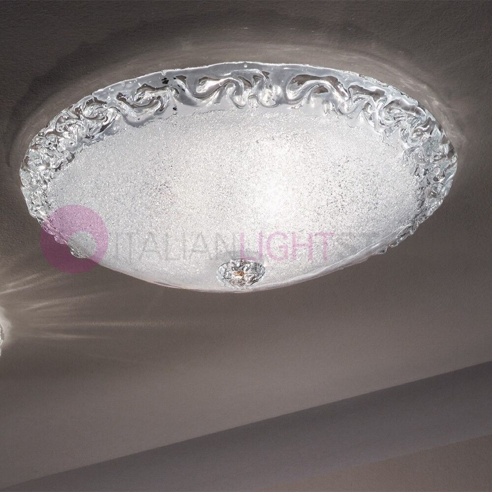 Due P Illuminazione Frost Plafoniera A Soffitto D. 40 In Vetro Cristallo