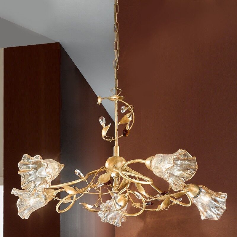 Due P Illuminazione Emma Lampadario 5 Luci Stile Classico Rustico