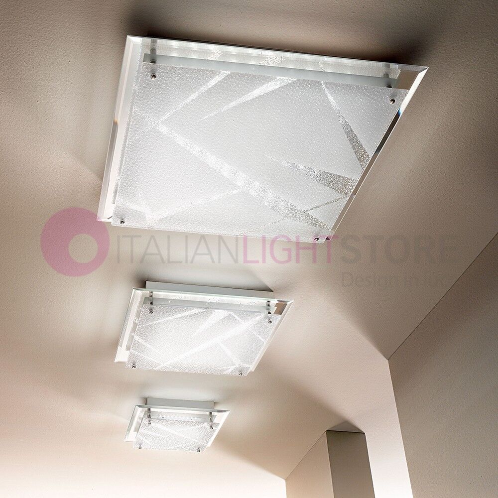 Fabas Luce Galaxy Plafoniera Led Moderna Vetro Quadrato 35x35