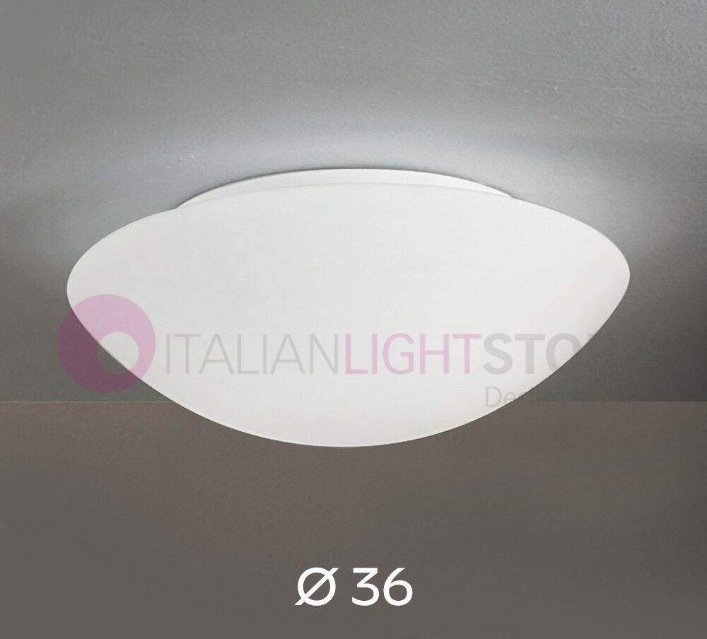 Fabas Luce Pandora Plafoniera Rotonda In Vetro Soffiato Bianco D.36