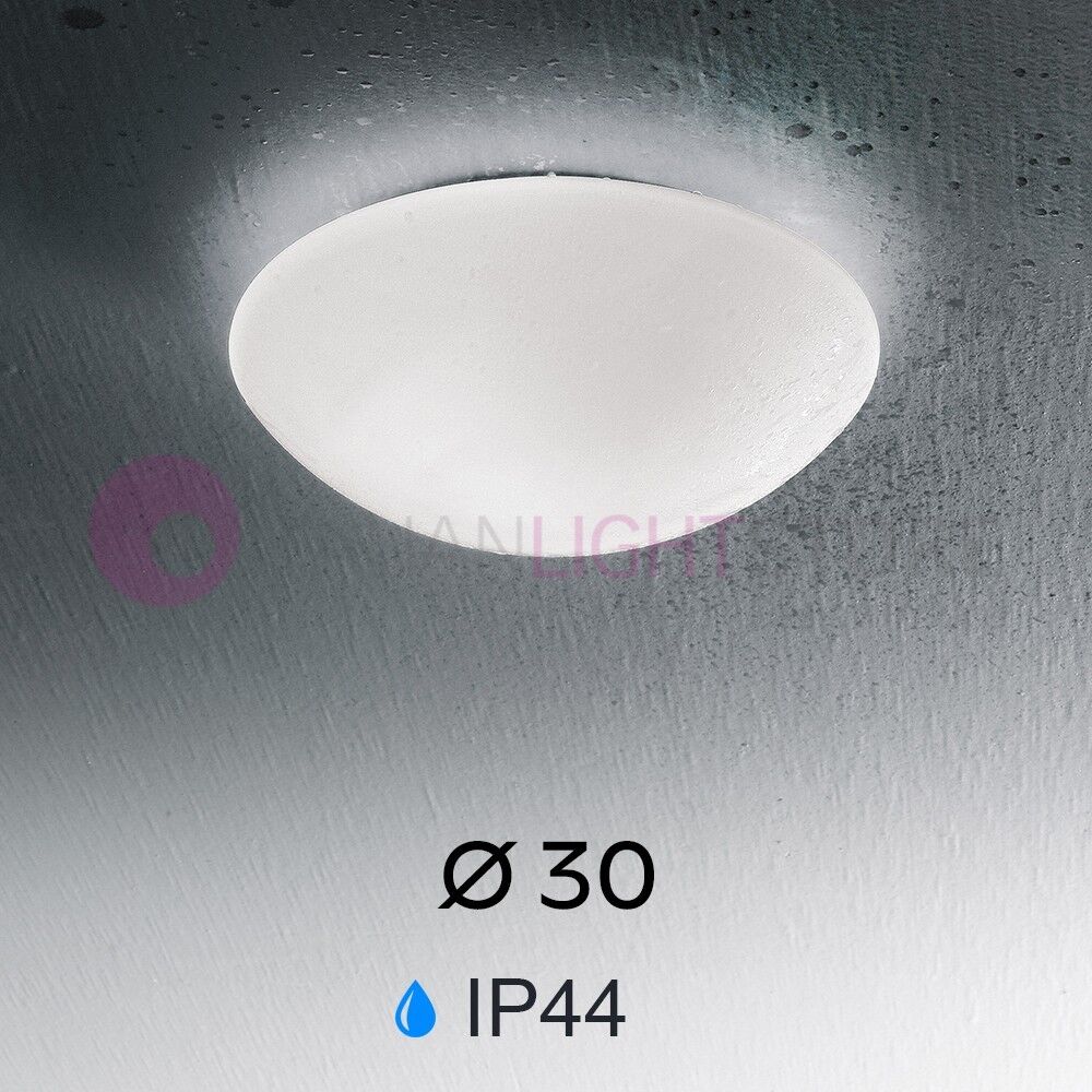 Fabas Luce Pandora Plafoniera Da Bagno In Vetro Soffiato Bianco D.30 Ip44