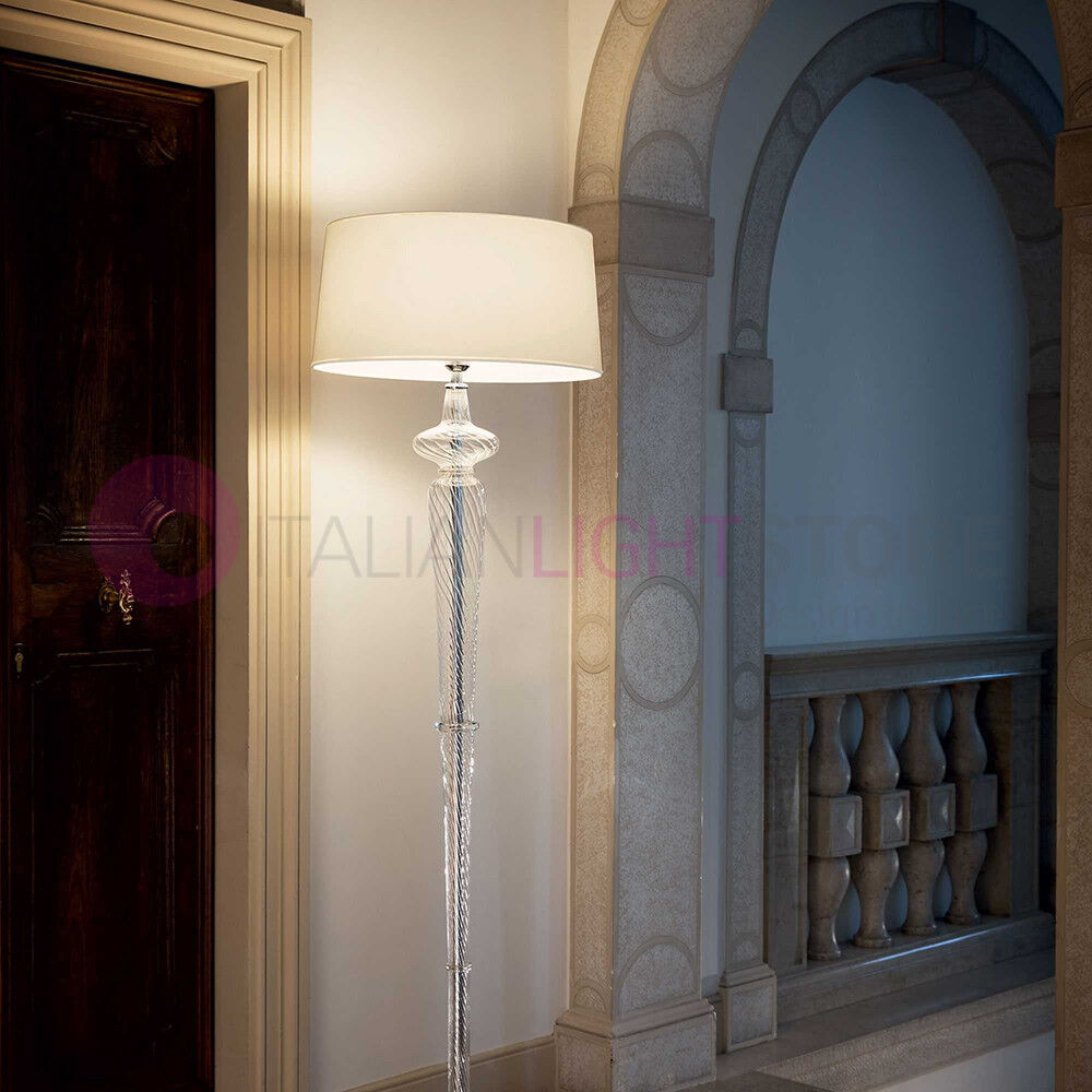 Ideal Lux Forcola  Piantana Classica In Vetro Soffiato Con Paralume