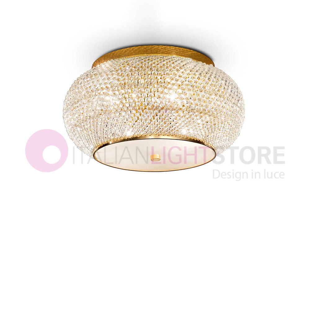 Ideal Lux Pasha' Oro  Plafoniera Perle In Cristallo D. 40 Cm