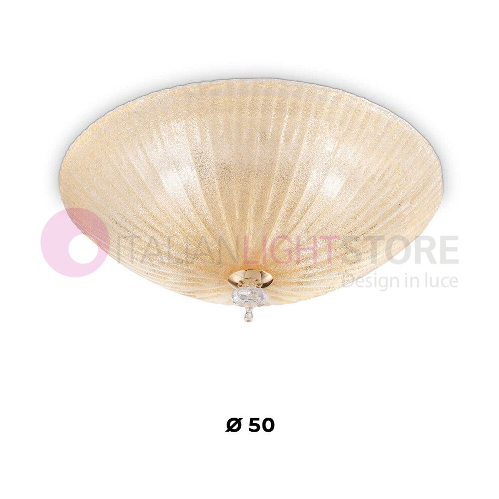 Ideal Lux Shell  Plafoniera Classica In Vetro Ambra Granigliato D.50 Cm