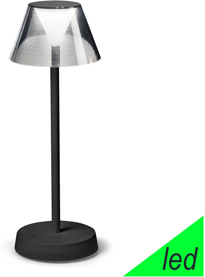 Ideal Lux Lolita  Lampada Da Tavolo Nera Portatile Ricaricabile Ip54