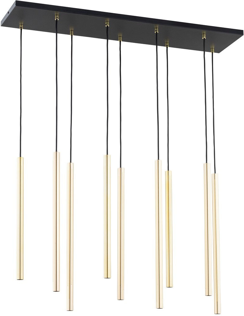 EMIBIG Selter Gold Lampadario A 9 Luci Cilindri Dorati Design Moderno