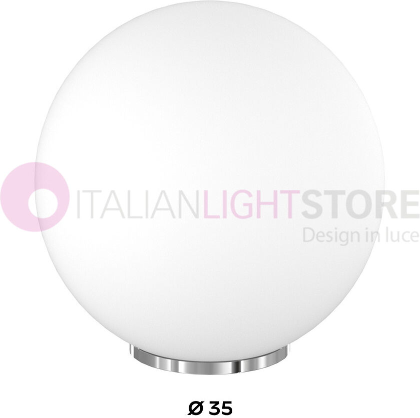 Top Light Illuminazione Mars Maxi Lampada Da Tavolo Con Sfera In Vetro Bianco D.35 Cm.