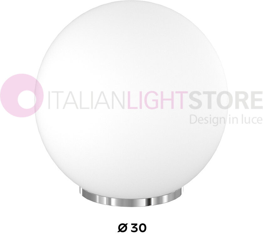 Top Light Illuminazione Mars Lampada Da Tavolo Con Sfera In Vetro Bianco D.30 Cm.