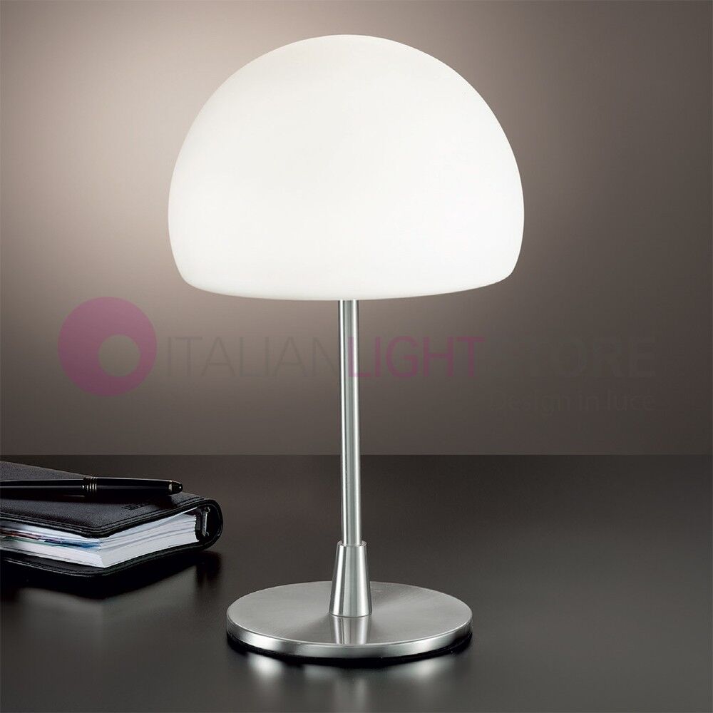 Fabas Luce Gaia Big Lampada Da Comodino Moderna H. 36 In Vetro Soffiato Bianco