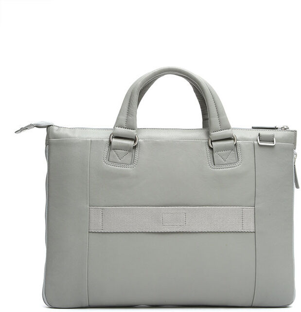 Piquadro Cartella due manici sottile in pelle, grigio chiaro Piquadro Cartella due manici sottile in pelle, grigio chiaro