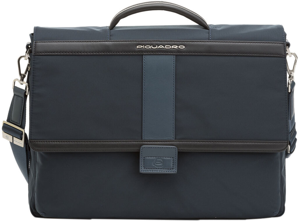 Piquadro Cartella ad un manico con patta blu Piquadro Cartella ad un manico con patta blu