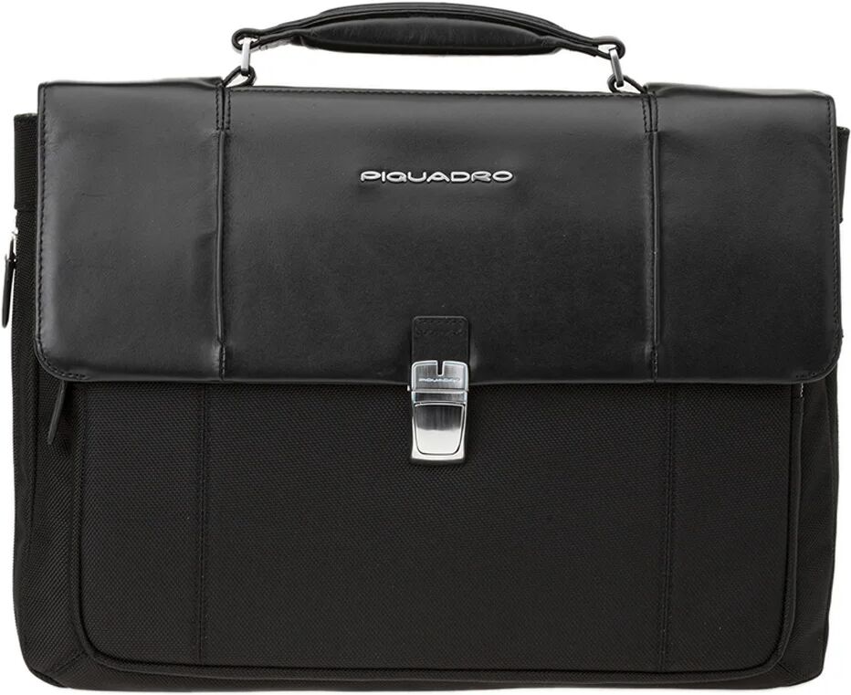 Piquadro Cartella ad un manico in tessuto tecnico e pelle nera Piquadro Cartella ad un manico in tessuto tecnico e pelle nera