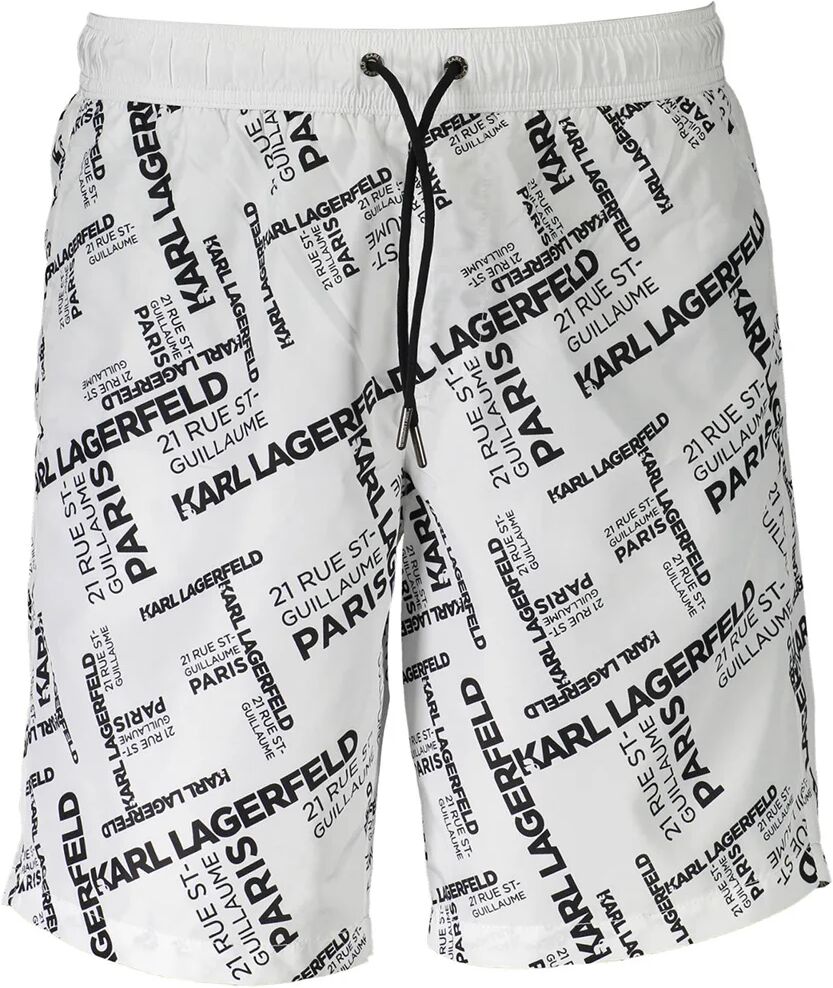 Lagerfeld Boxer da mare con logo all over bianco