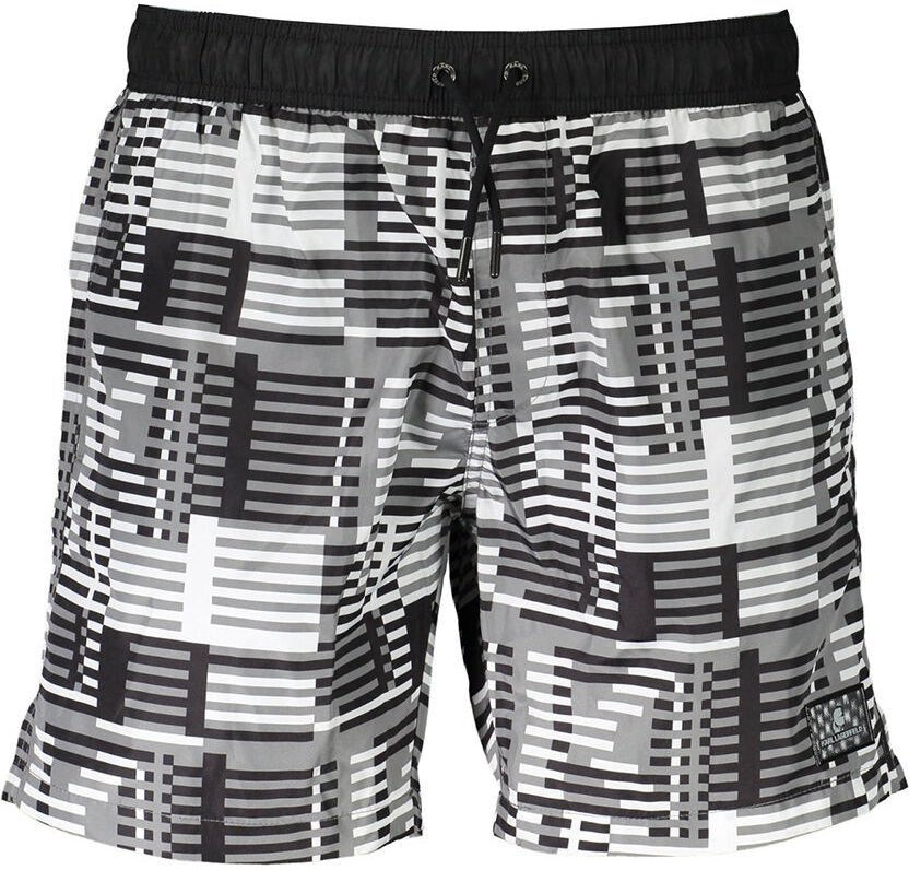 Lagerfeld Boxer da mare con fantasia astratta nero Lagerfeld Boxer da mare con fantasia astratta nero