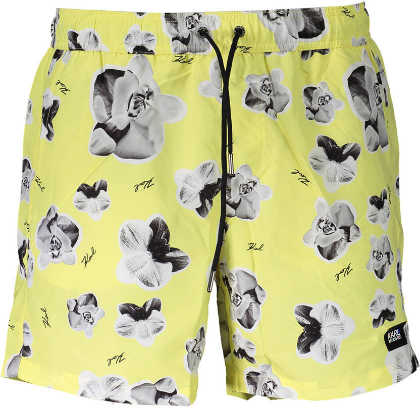 Lagerfeld Boxer da mare con fantasia fiorata gialla Lagerfeld Boxer da mare con fantasia fiorata gialla