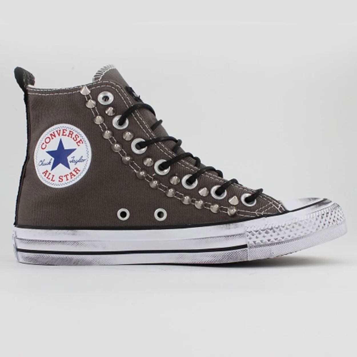 Mimanera CONVERSE ALL STAR Sneakers in tela con lacci elasticizzati e borchie grigie