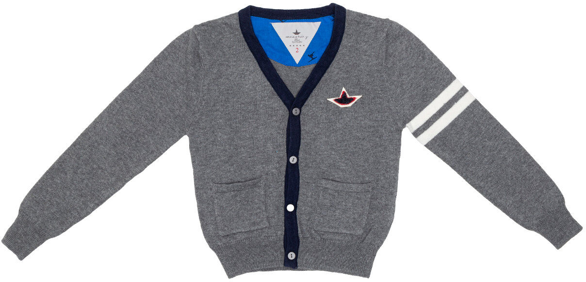 Macchia J Cardigan grigio e blu  con bottoni Macchia J Cardigan grigio e blu  con bottoni