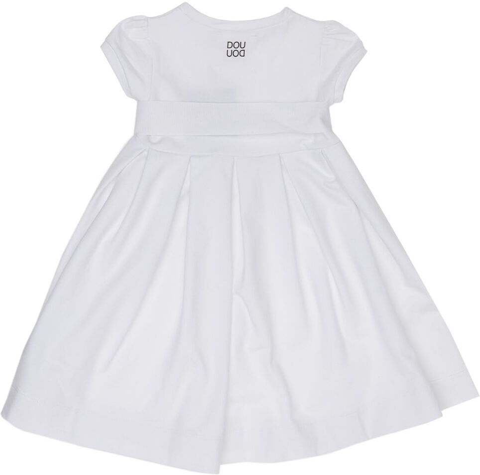 DOUUOD Abito bianco in felpa leggera con fiocco DOUUOD Abito bianco in felpa leggera con fiocco