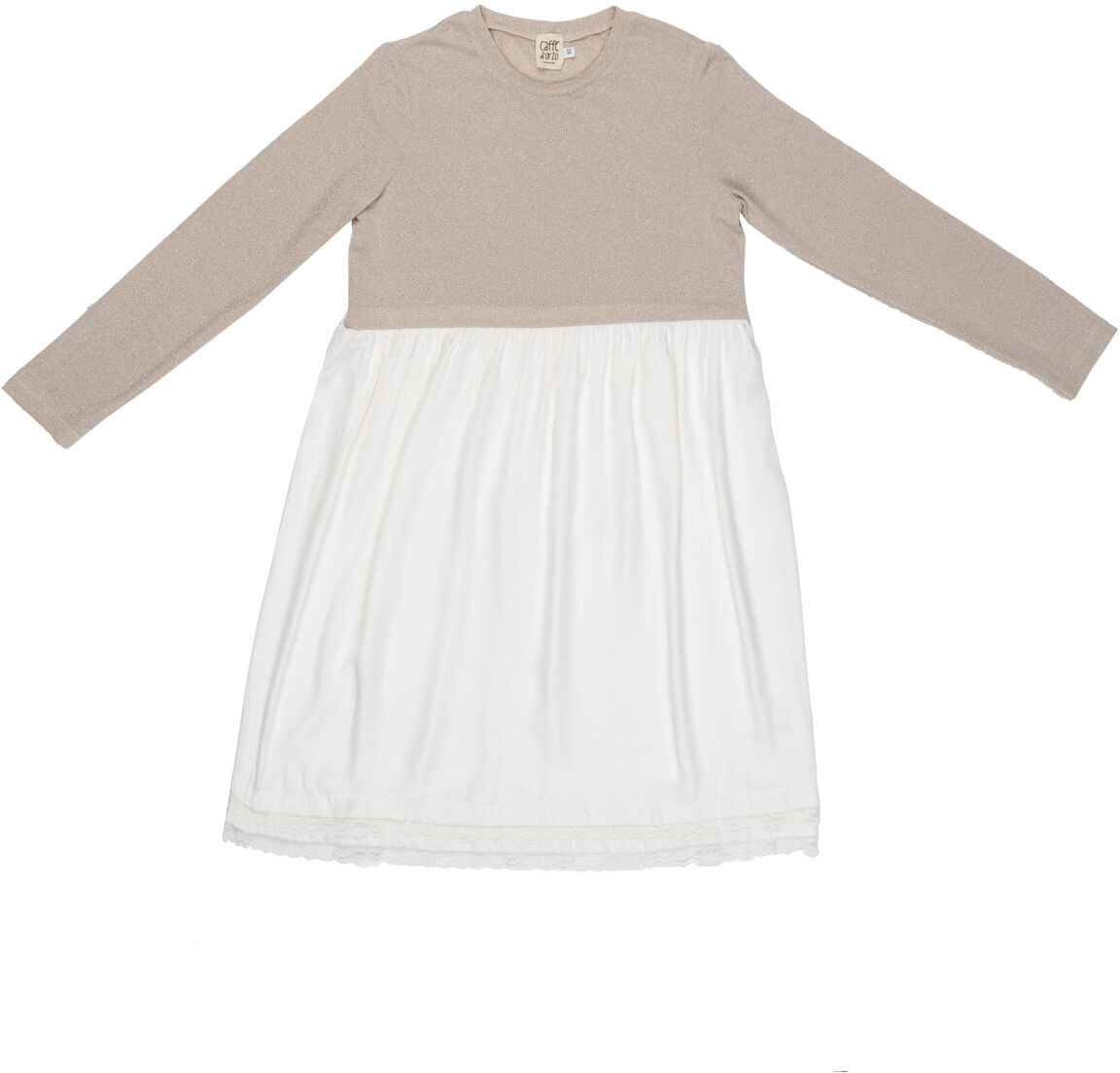 CAFFè D'ORZO Abito lungo grigio bi-materiale con frappe CAFFè D'ORZO Abito lungo grigio bi-materiale con frappe