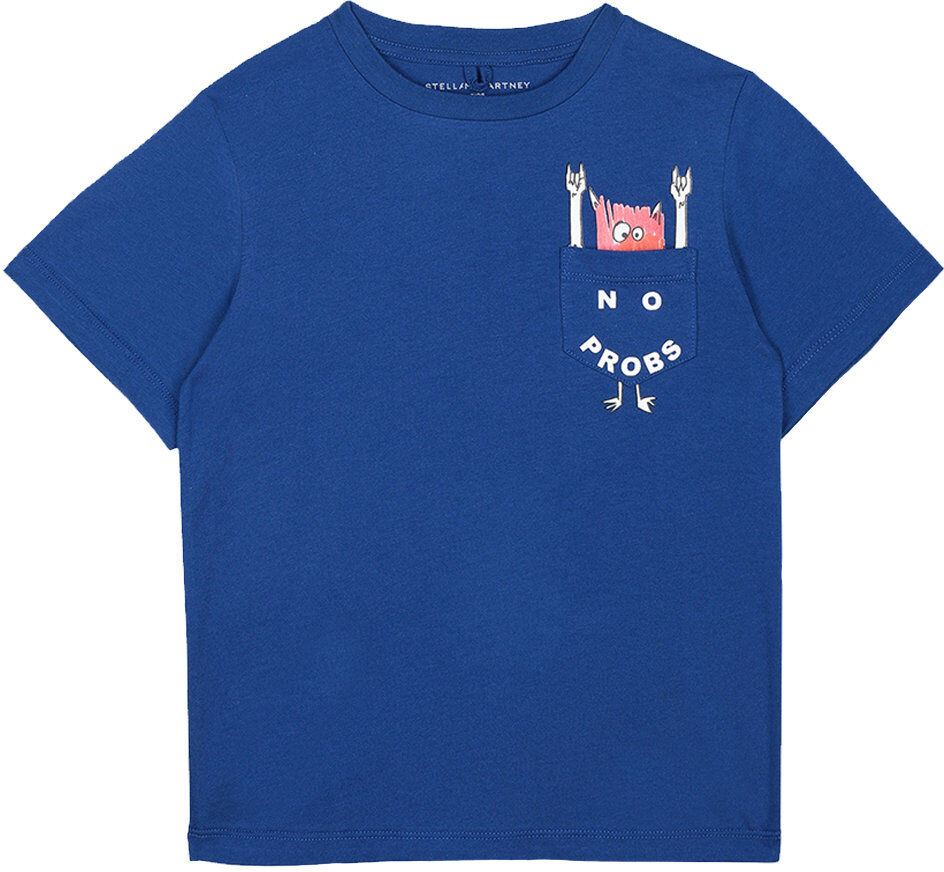 Stella McCartney T-shirt blu a mancihe corte con stampa "NO PROBS" Stella McCartney T-shirt blu a mancihe corte con stampa "NO PROBS"