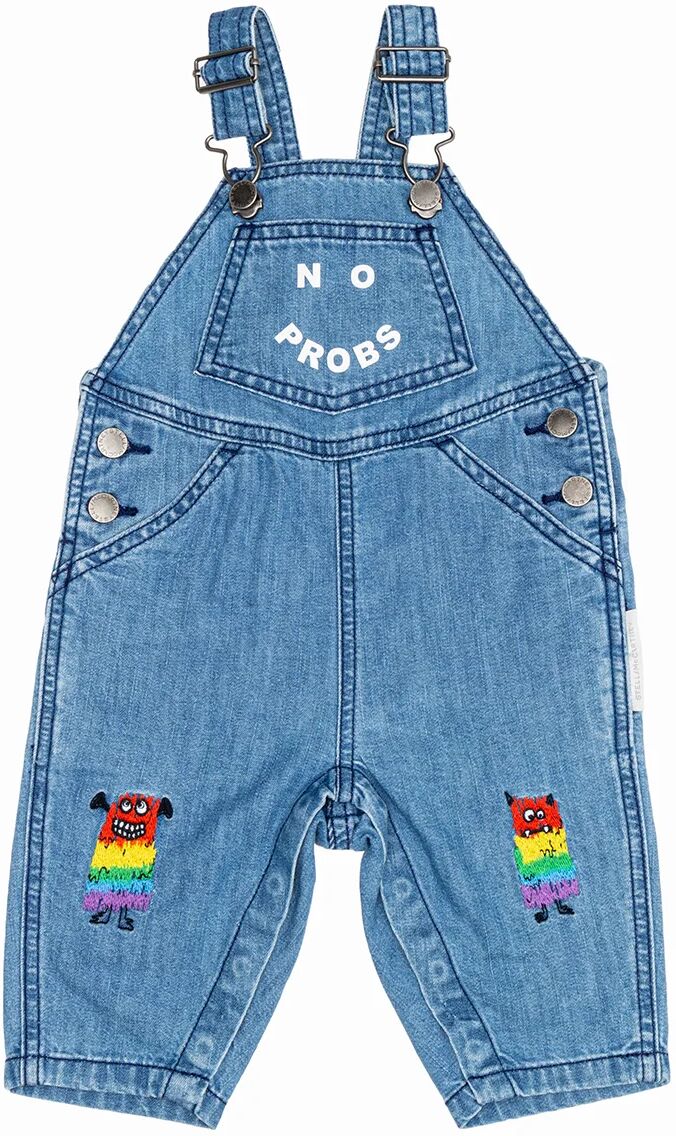 Stella McCartney Salopette neonato con tasca e ricami sulle ginocchia Stella McCartney Salopette neonato con tasca e ricami sulle ginocchia