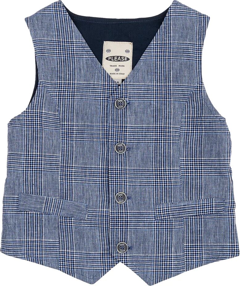 PLEASE BAMBINO Gilet a quadretti multicolor con bottoni PLEASE BAMBINO Gilet a quadretti multicolor con bottoni