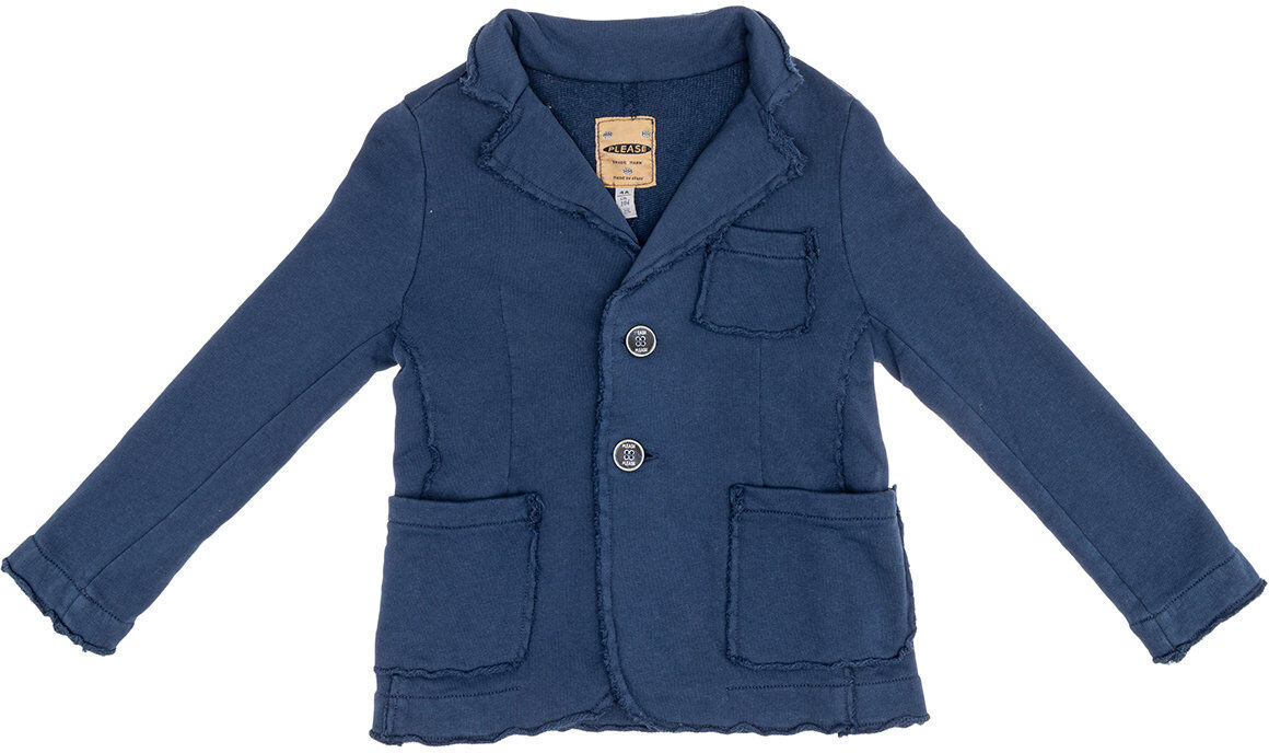 PLEASE BAMBINO Giacca blu in cotone destrutturata, cuciture taglio vivo PLEASE BAMBINO Giacca blu in cotone destrutturata, cuciture taglio vivo