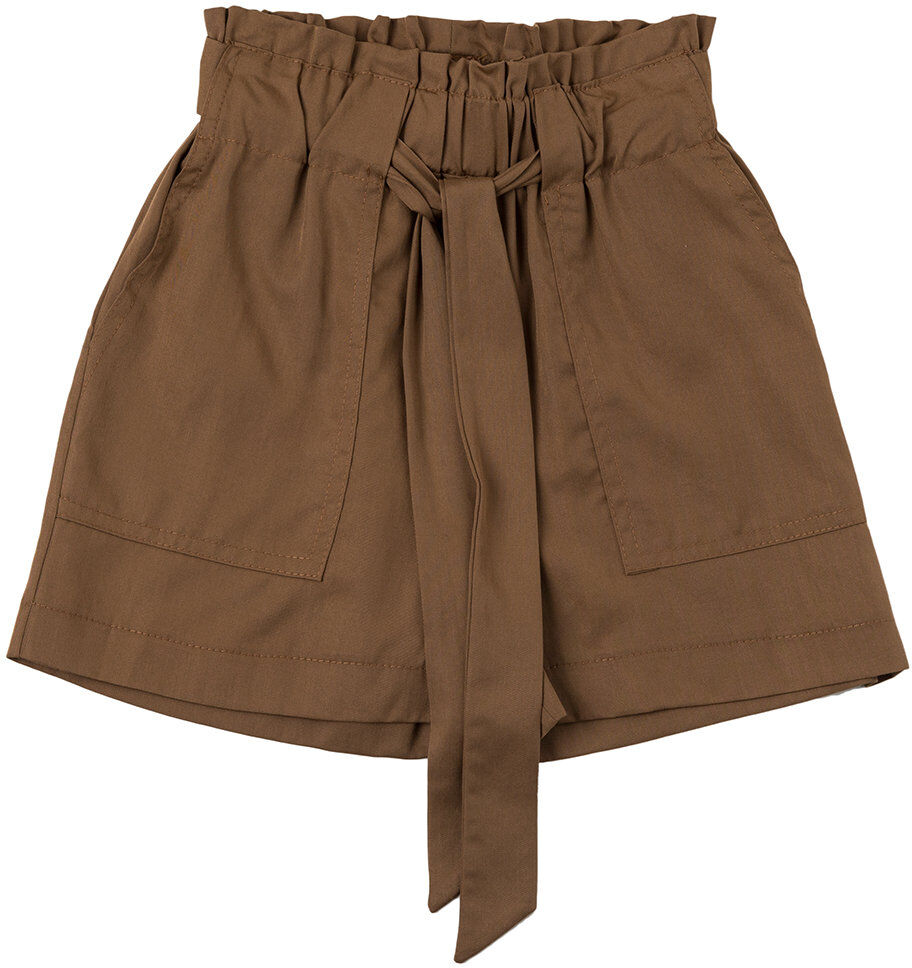 Dixie Short in lyocell marrone con frappa in vita e cintura Dixie Short in lyocell marrone con frappa in vita e cintura