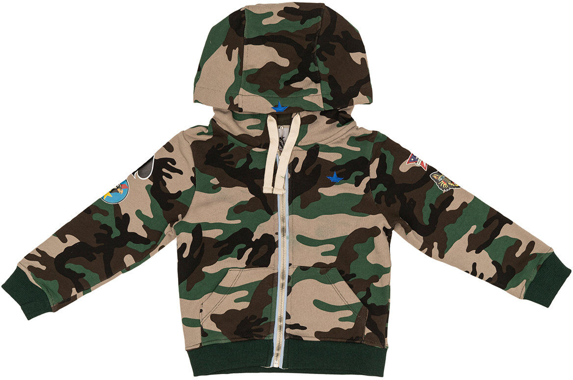 Macchia J Felpa camouflage con zip, cappuccio e stampe colorate all over Macchia J Felpa camouflage con zip, cappuccio e stampe colorate all over