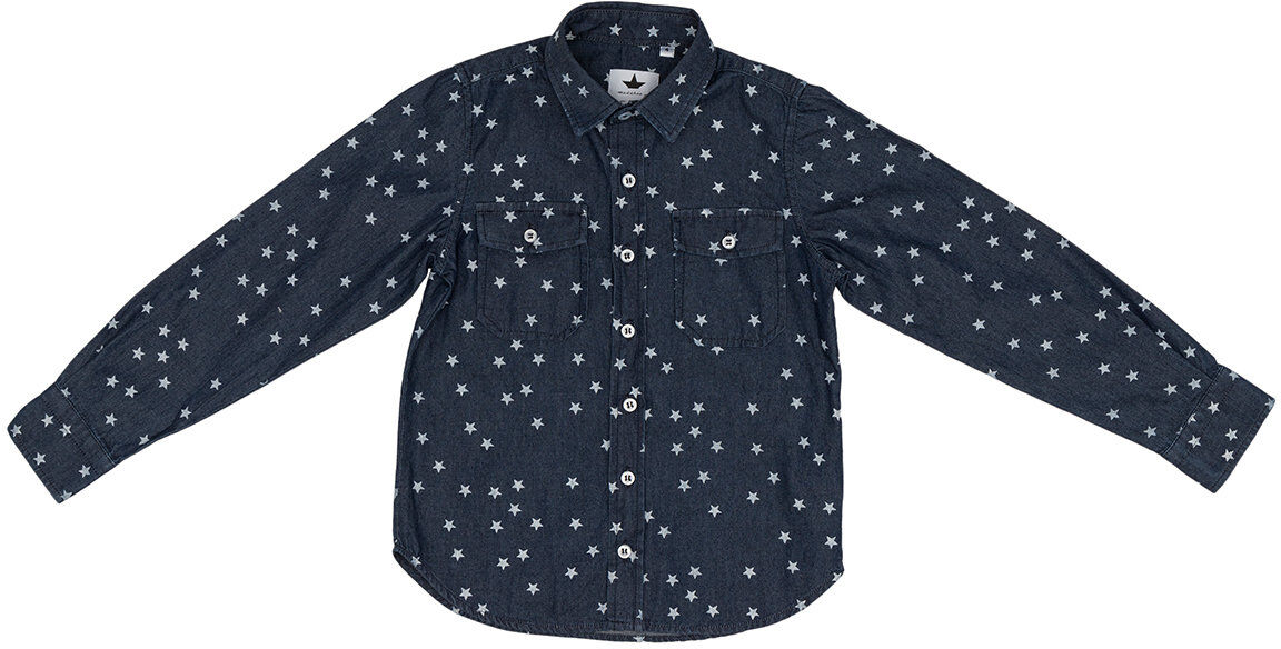 Macchia J Camicia blu in cotone con stelle stampate all over Macchia J Camicia blu in cotone con stelle stampate all over