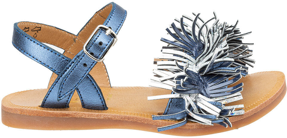 POMDAPI BAMBINO Sandalo in pelle con frange laminate e fibbia multicolor POMDAPI BAMBINO Sandalo in pelle con frange laminate e fibbia multicolor