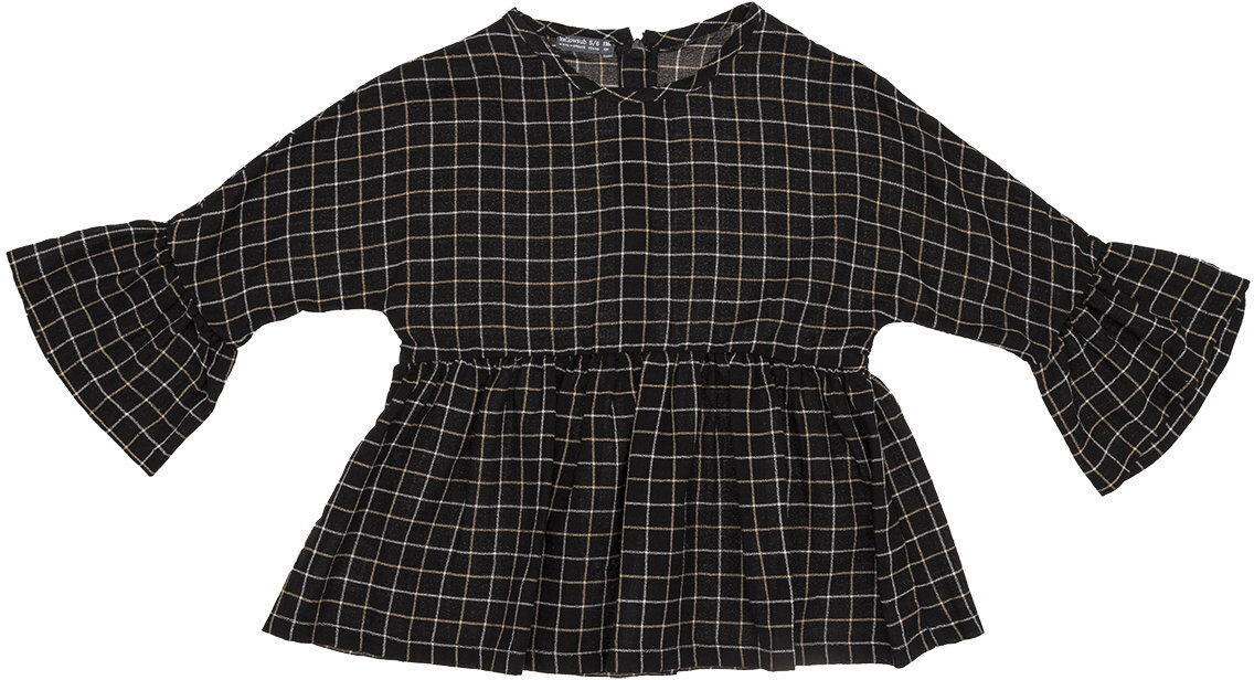 Yellowsub Blusa nera a quadri con frappe Yellowsub Blusa nera a quadri con frappe