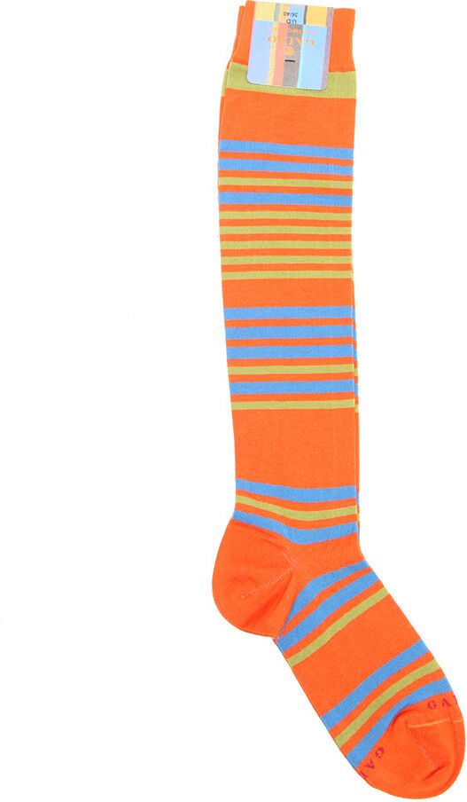 Gallo Calze lunghe a fantasia rigata arancione Gallo Calze lunghe a fantasia rigata arancione