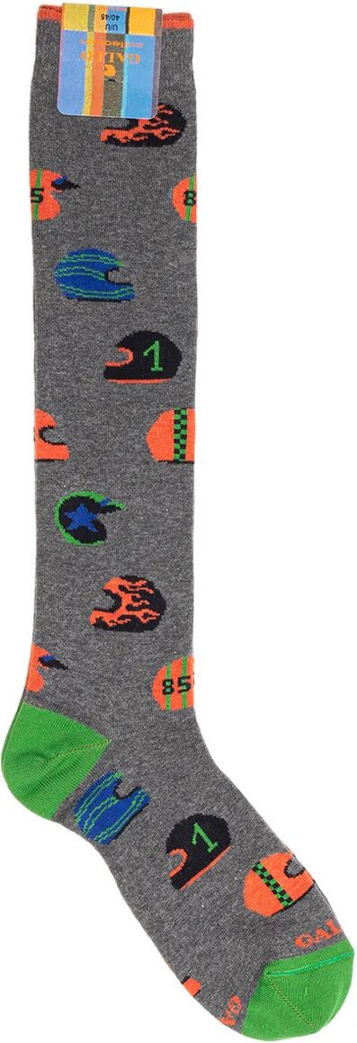 Gallo Calze lunghe uomo fantasia caschi su base grigio melange Gallo Calze lunghe uomo fantasia caschi su base grigio melange