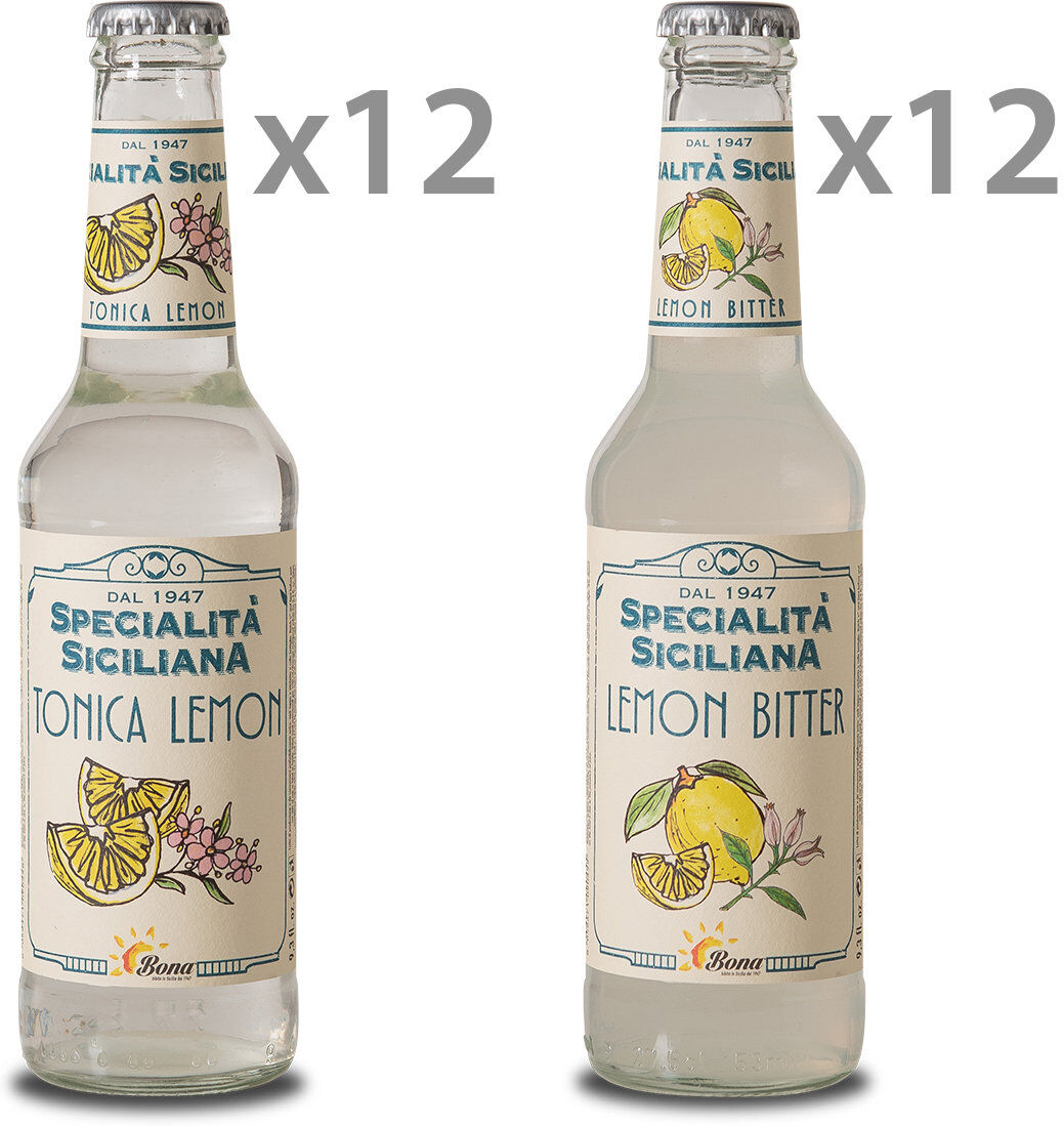 Bona 24 bottiglie miste: 12 Tonica Lemon - 12 Lemon Bitter Bona 24 bottiglie miste: 12 Tonica Lemon - 12 Lemon Bitter