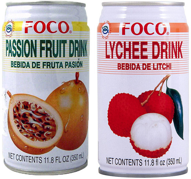 Foco 24 lattine miste da 350 ml: 12 Foco Passion Fruit Juice - 12 Foco Lychees Juice Foco 24 lattine miste da 350 ml: 12 Foco Passion Fruit Juice - 12 Foco Lychees Juice