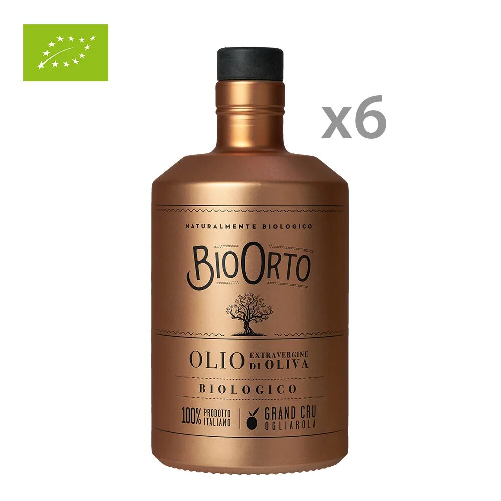 bioorto 6 bottiglie - olio evo bio grand cru monocultivar ogliarola 500 ml