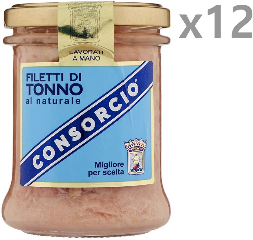 Consorcio 12 vasetti - Filetti di Tonno al naturale da 190 gr