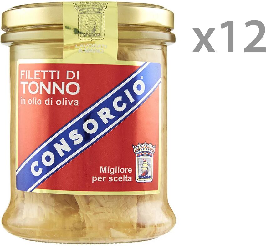 Consorcio 12 vasetti da 400 gr di filetti di tonno in olio d'oliva