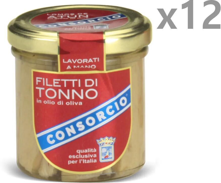 Consorcio 12 vasetti da 150 gr di filetti di tonno in olio d'oliva