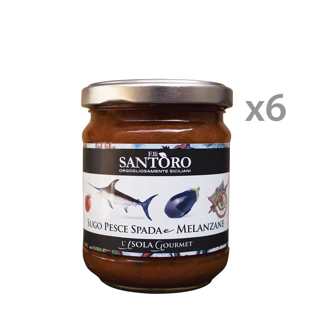 Santoro Conserve 6 vasetti - Sugo Pesce Spada e Melanzane 180 ml