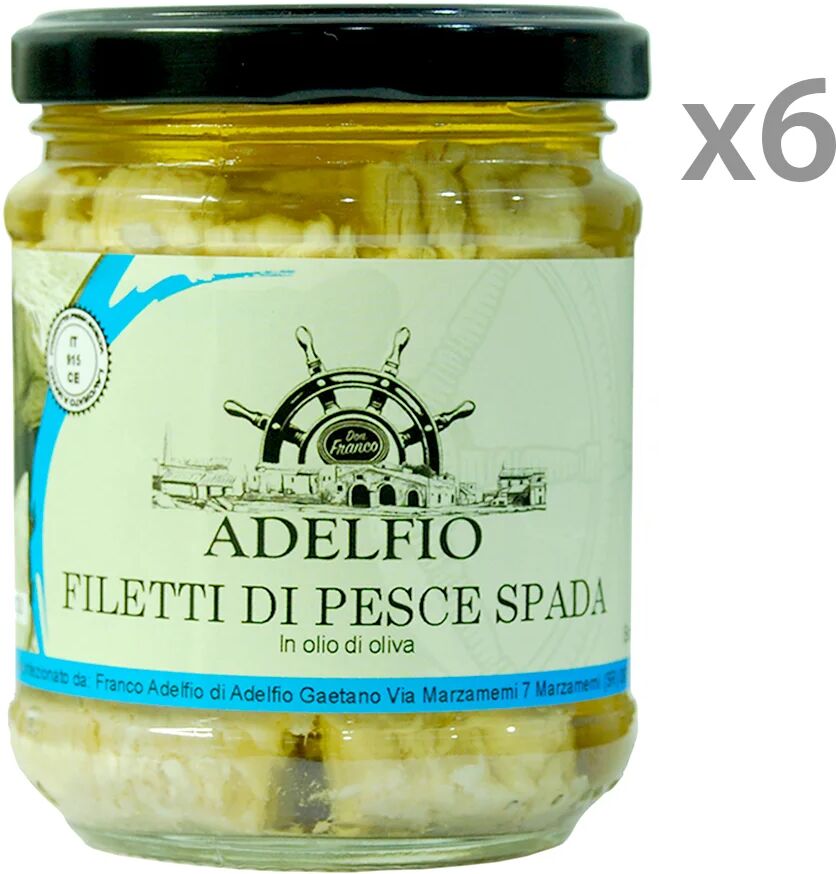 Adelfio 6 vasetti - Filetti di pesce spada all'olio d'oliva 200 gr