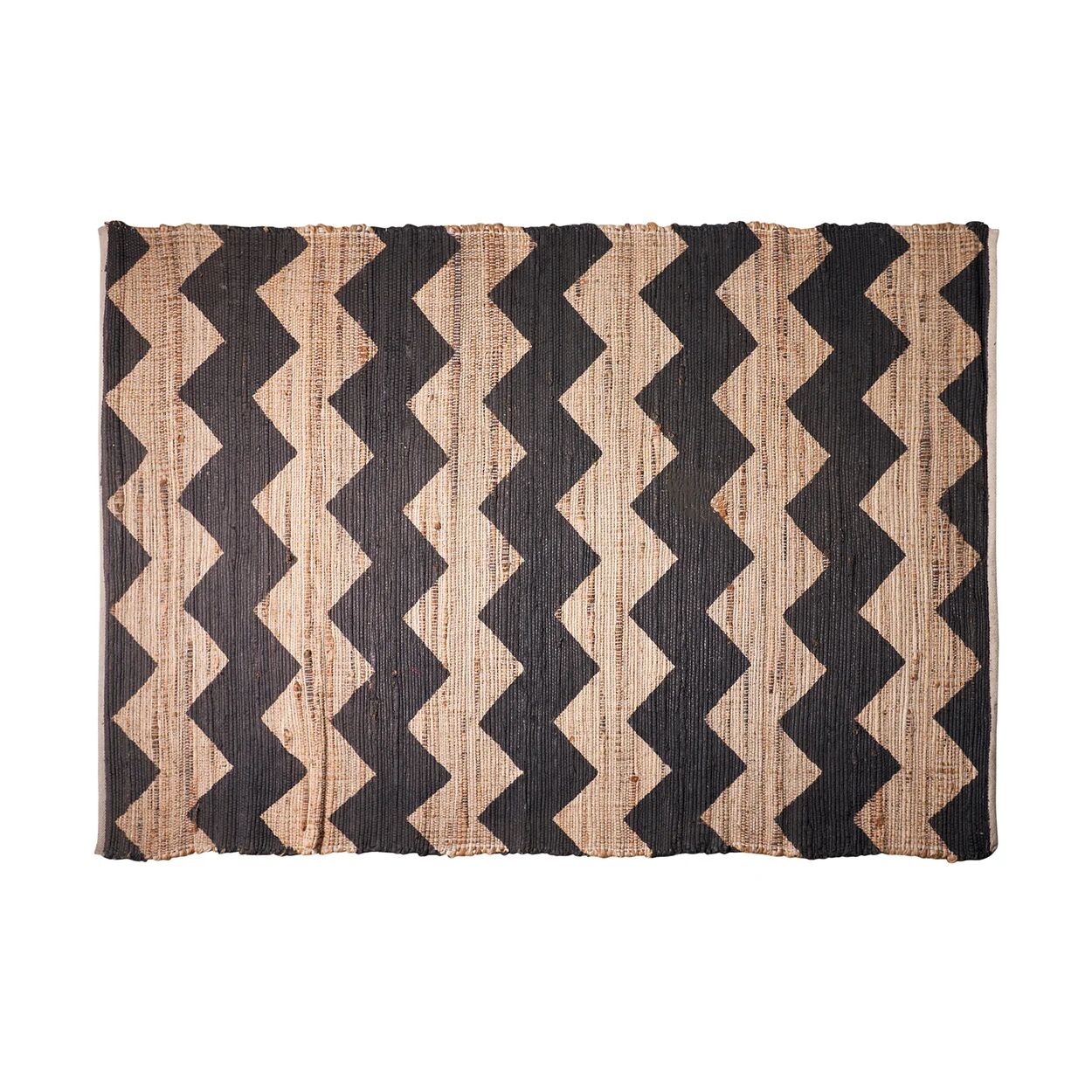 Decorazione eclettica Tappeto zig zag in juta nero - 140x200