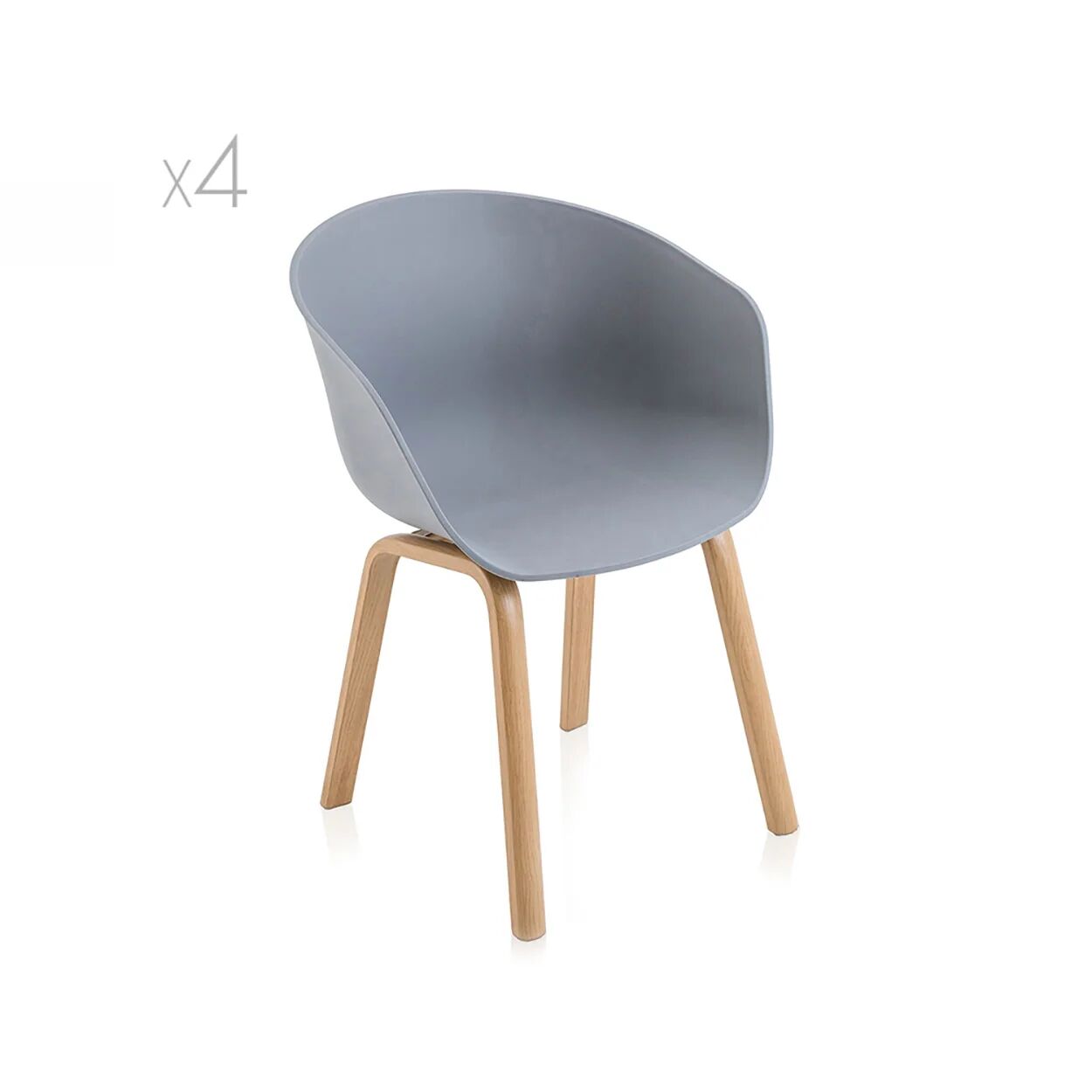 tavoli & sedie by tomasucci set da 4 sedie mork, grigio opaco/rovere